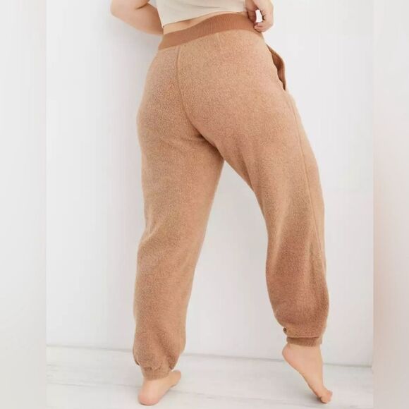 Aerie Sherpa Fleece Corset Zip Up Jogger Tan - Picture 10 of 10